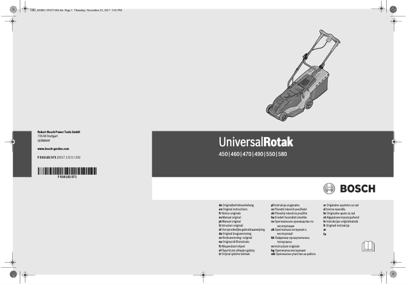 Page n°1 - Manuel utilisateur Bosch UniversalRotak 450