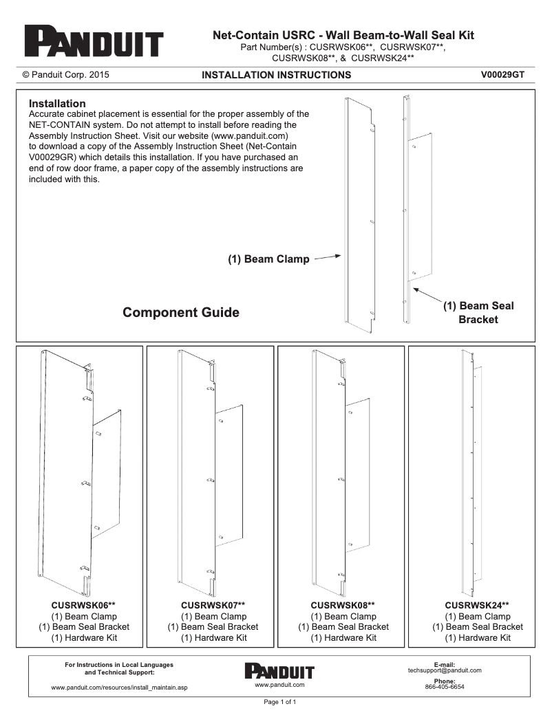 Page n°1 - Manuel utilisateur Panduit CUSRWSK07B1
