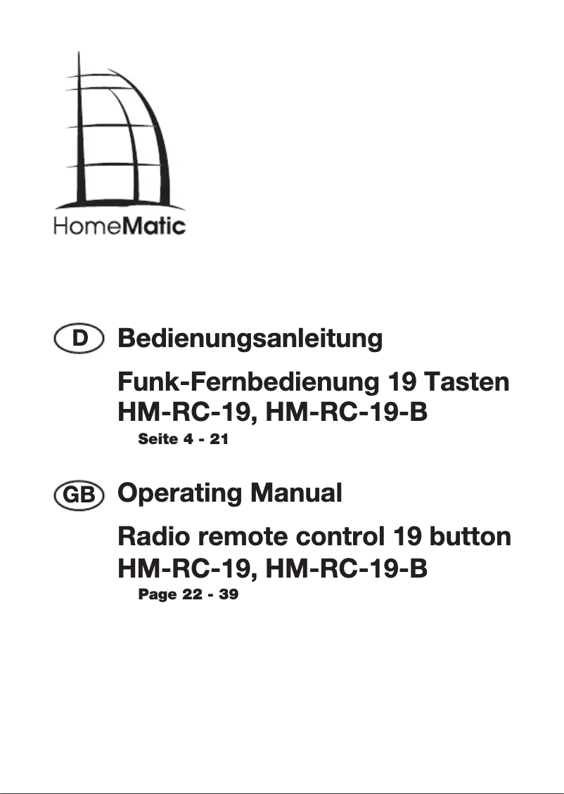 Page 1 of the manual User Manual Homematic IP HM-RC-19