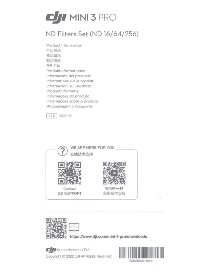 Page 1 de la notice Manuel utilisateur DJI Mini 3 Pro ND Filter Set