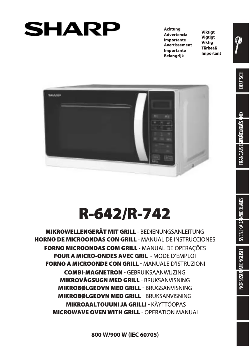 Page 1 de la notice Manuel utilisateur Sharp R-742BKW