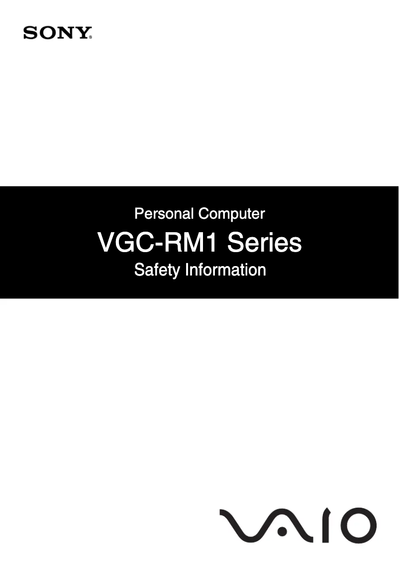 Página 1 del manual Instrucciones de seguridad Sony Vaio VGC-RM1