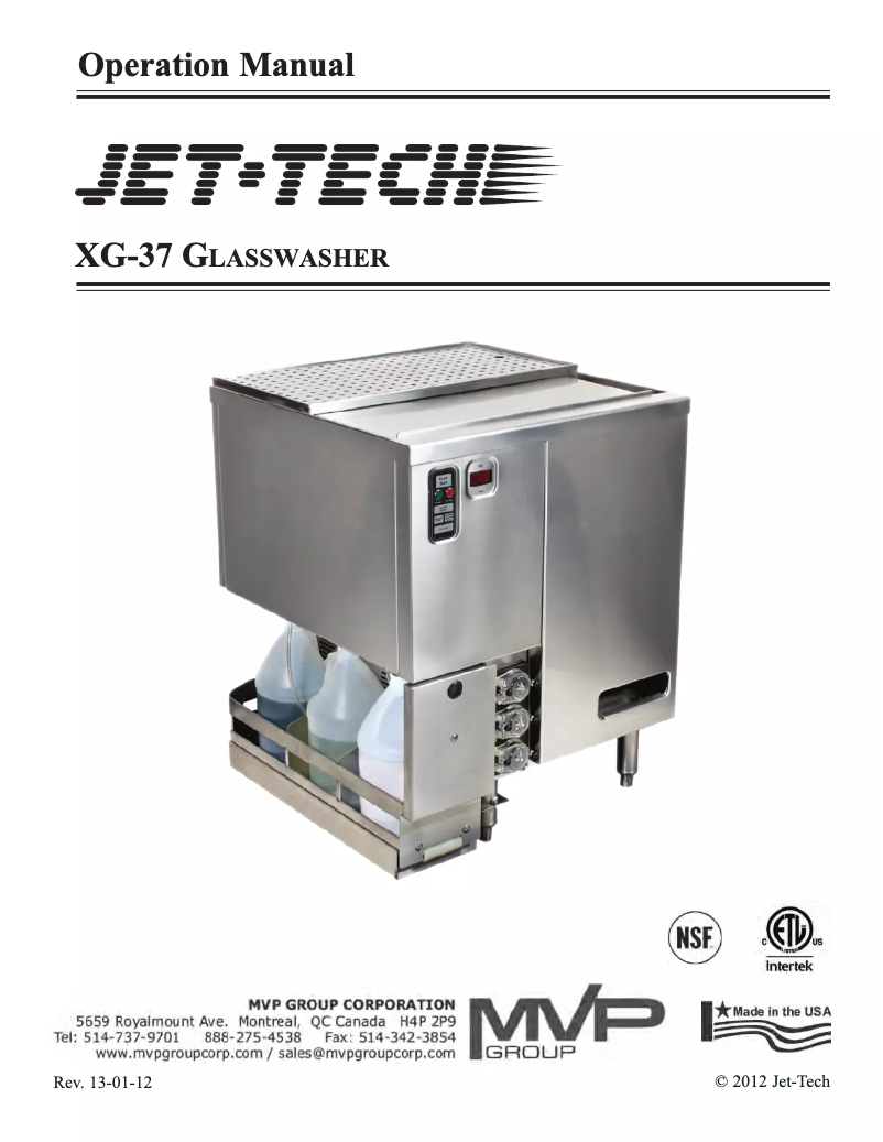 Page n°1 - Manuel utilisateur Jet-Tech XG-37