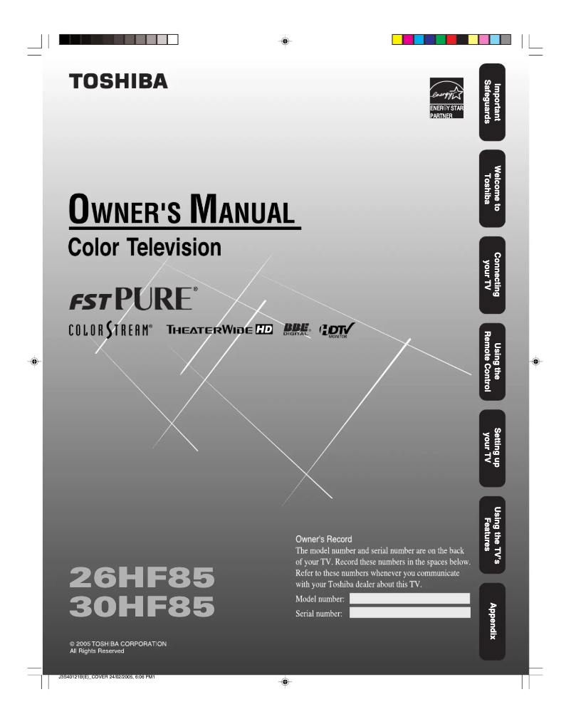 Page n°1 - Manuel utilisateur Toshiba 26HF85