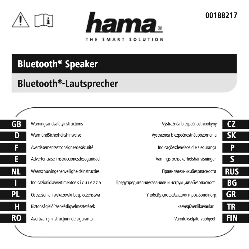 Page 1 de la notice Instructions de sécurité Hama SoundBarrel 00188217