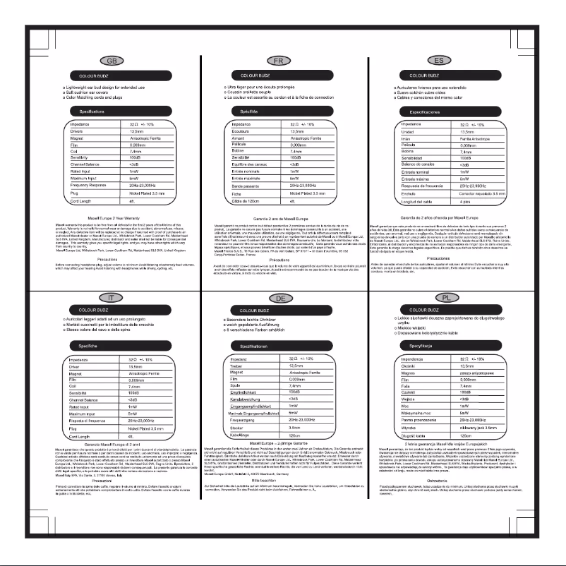 Page 1 de la notice Manuel utilisateur Maxell Colour Budz