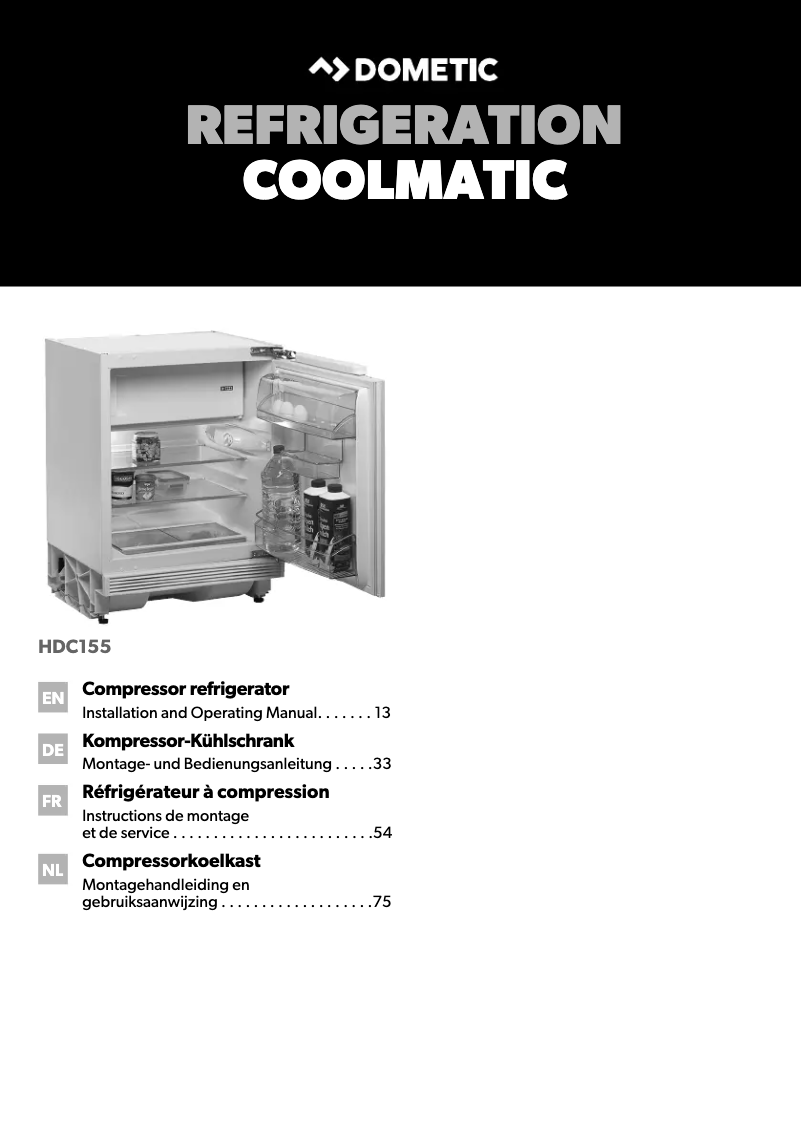 Page 1 de la notice Manuel utilisateur Dometic CoolMatic HDC 155FF