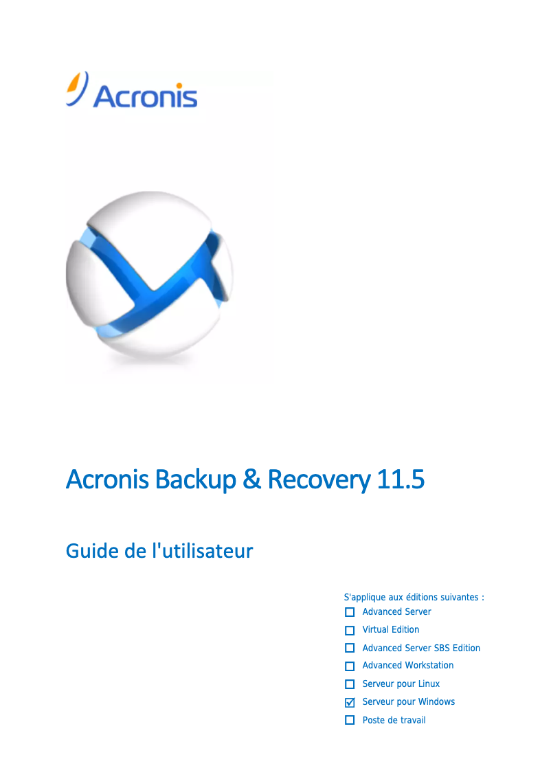 Image de la première page du manuel de l'appareil Backup & Recovery 11.5 Server