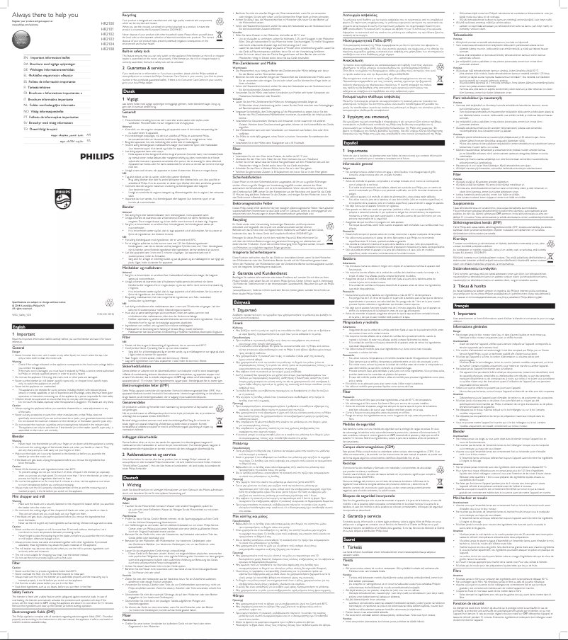 Page n°1 - Manuel utilisateur Philips Daily Collection HR2108