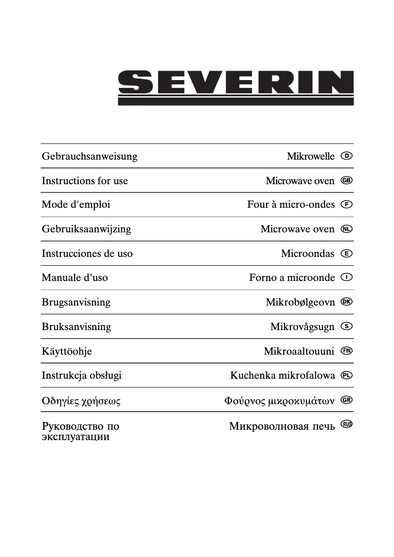 Page n°1 - Manuel utilisateur Severin MW 7848