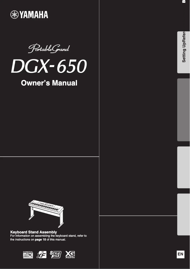 Image de la première page du manuel de l'appareil PortableGrand DGX-650