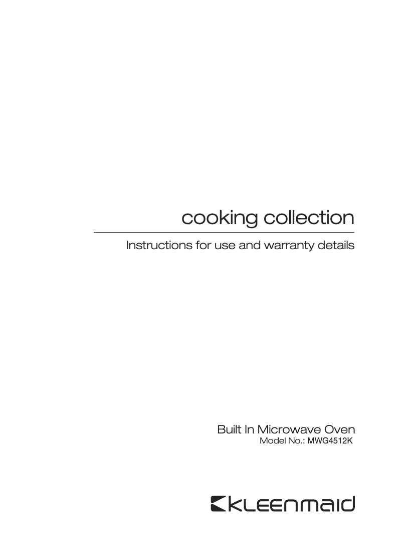 Page 1 de la notice Manuel utilisateur Kleenmaid MWG4512K