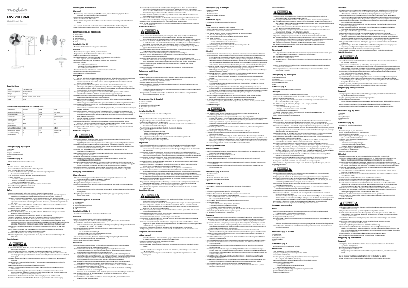 Page 1 de la notice Manuel utilisateur Nedis FNST20ECR40