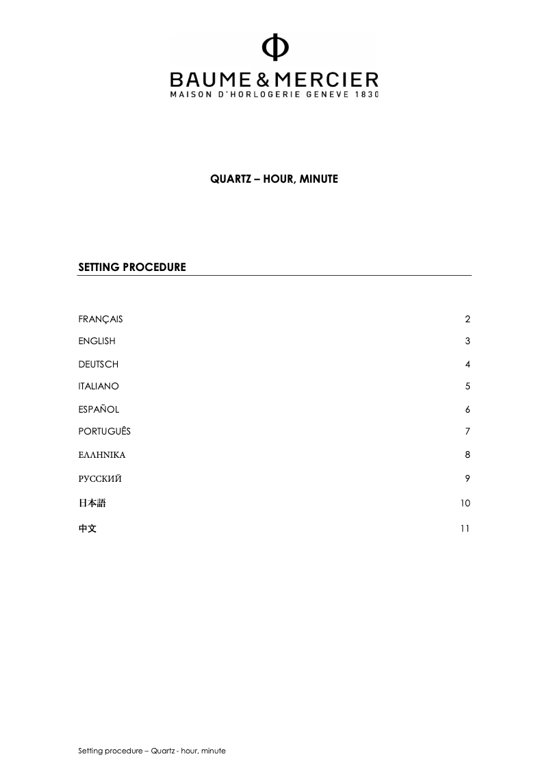 Page 1 de la notice Manuel utilisateur Baume & Mercier Promesse 10160