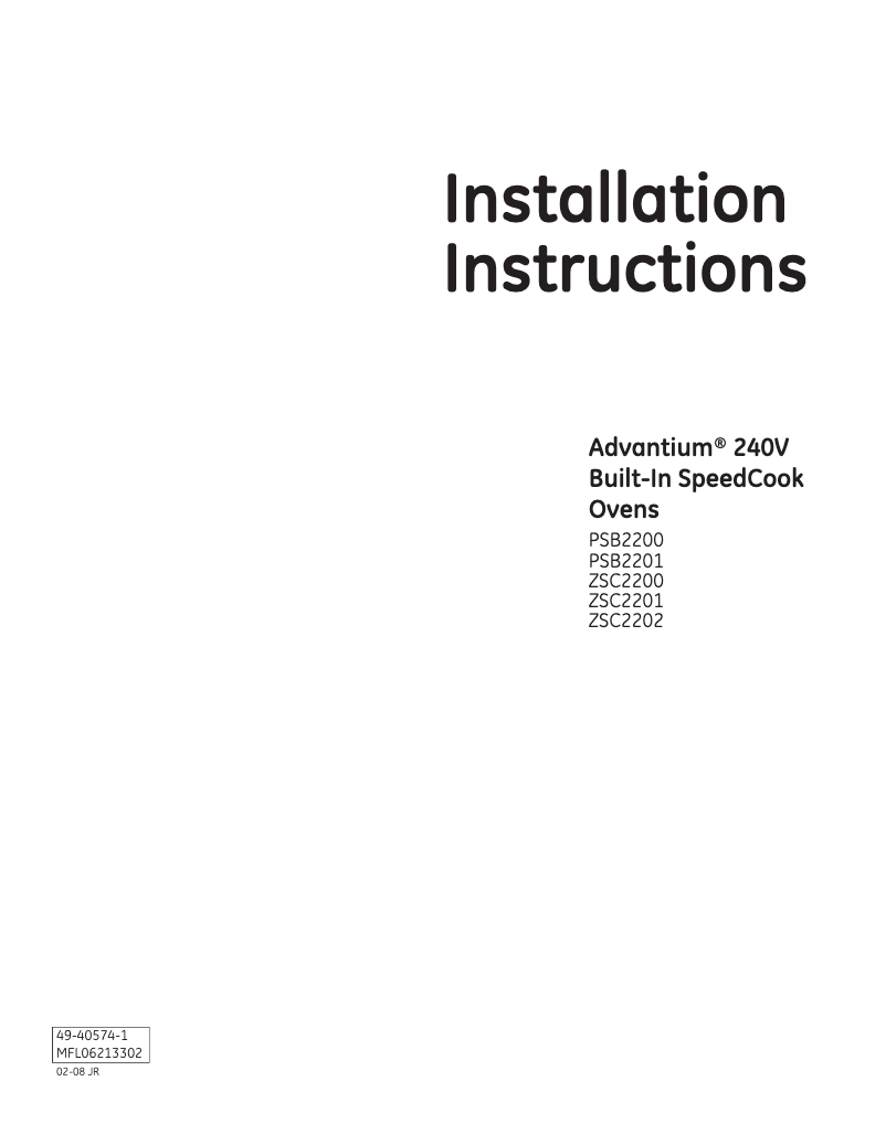 First page image of the manual for PSB2200NBB
