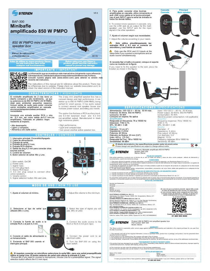 Page 1 de la notice Manuel utilisateur Steren BAF-300
