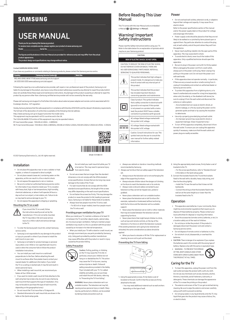 Image de la première page du manuel de l'appareil QE55QN94AATXXU