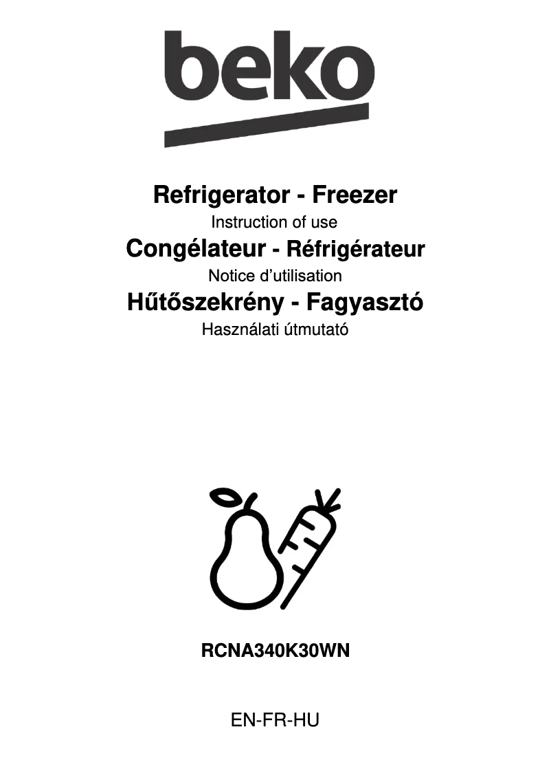 Page 1 de la notice Manuel utilisateur Beko RCNA340K30WN