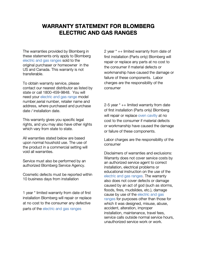 Page 1 de la notice Manuel utilisateur Blomberg CTE15210BL