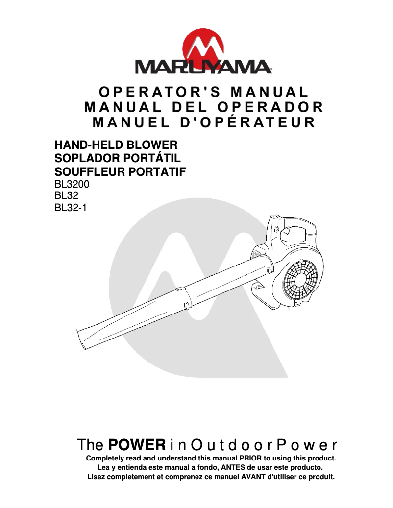 Page n°1 - Manuel utilisateur Maruyama BL32