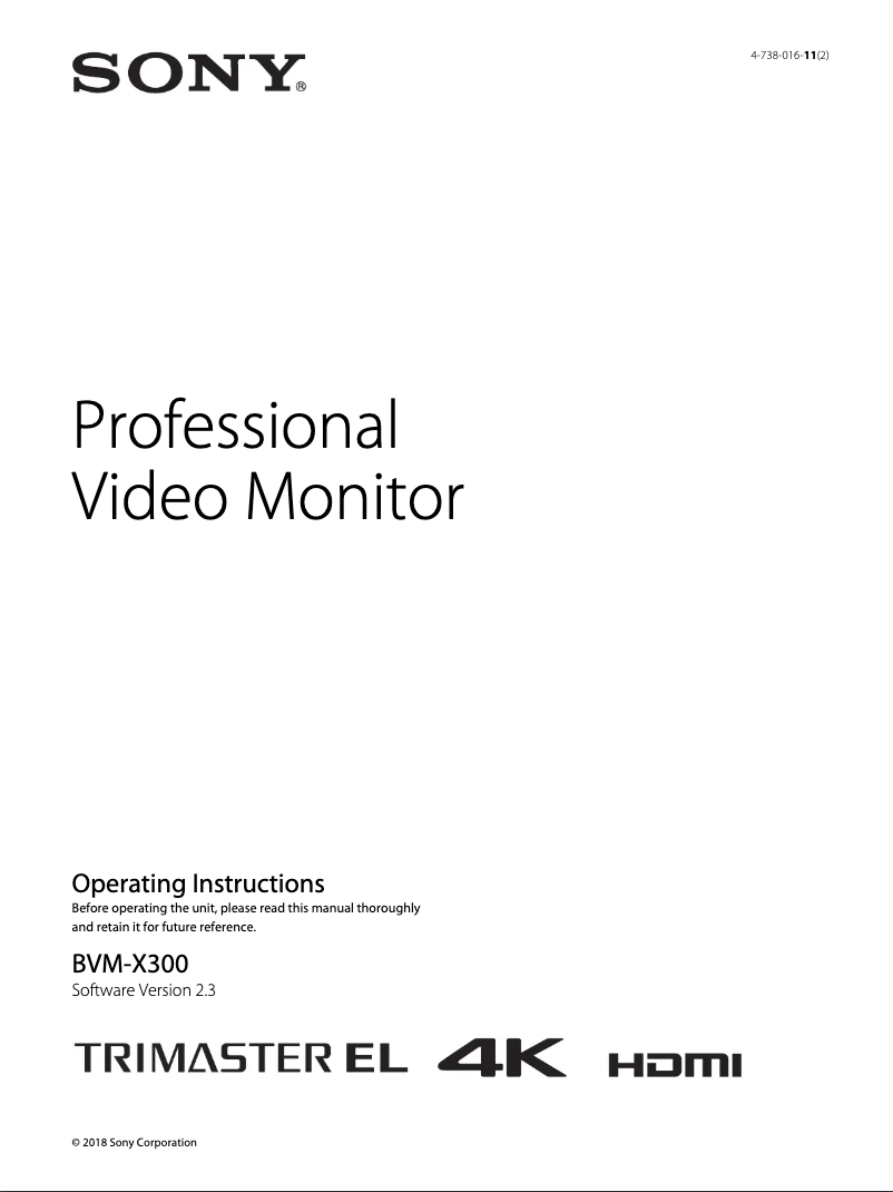 Página 1 del manual Manual de usuario Sony BVM-X300