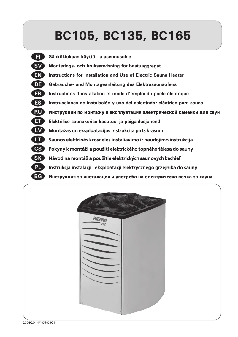 Page n°1 - Manuel utilisateur Harvia Vega Pro BC105 HCB105400S