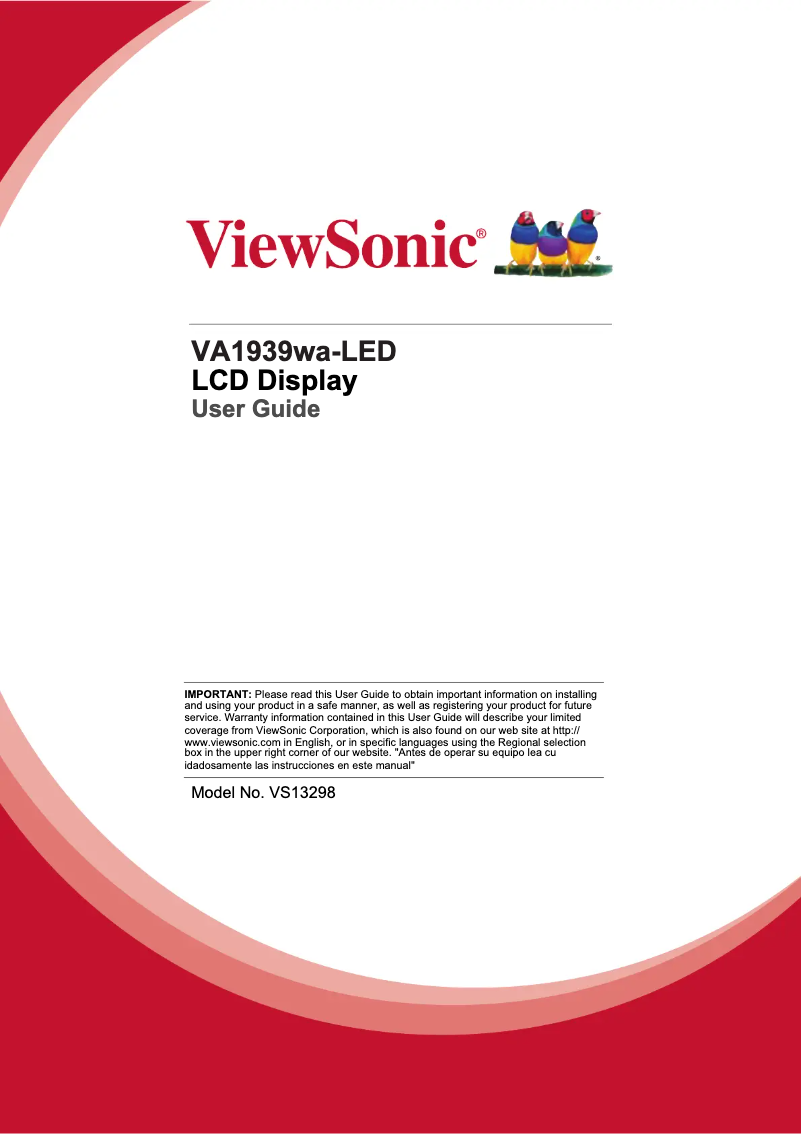 Page 1 de la notice Manuel utilisateur Viewsonic VA1939wa-LED