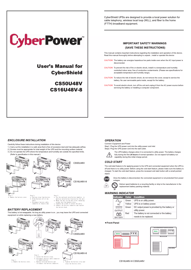Image de la première page du manuel de l'appareil CS50U48V