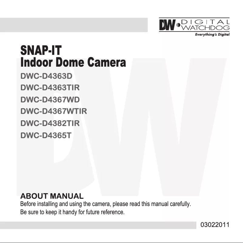 Page 1 de la notice Manuel utilisateur Digital Watchdog DWC-D4365T