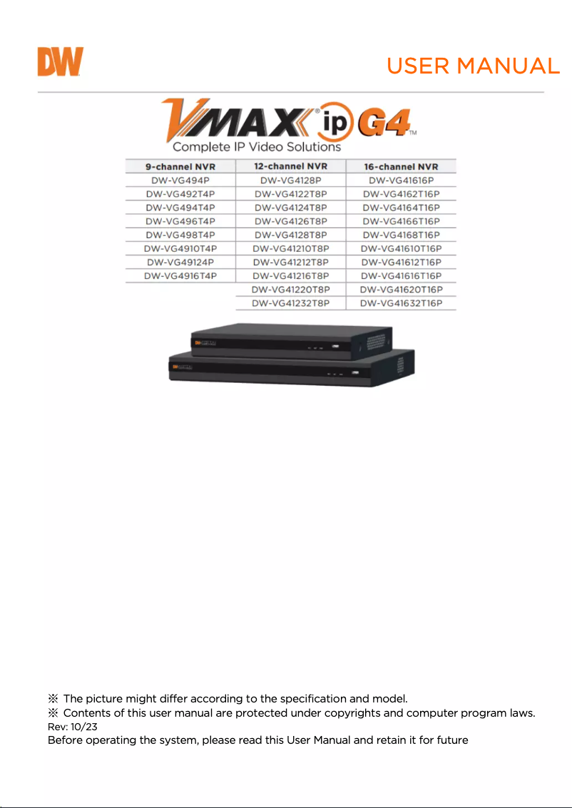 Page n°1 - Manuel utilisateur Digital Watchdog VMAX IP G4 DW-VG416