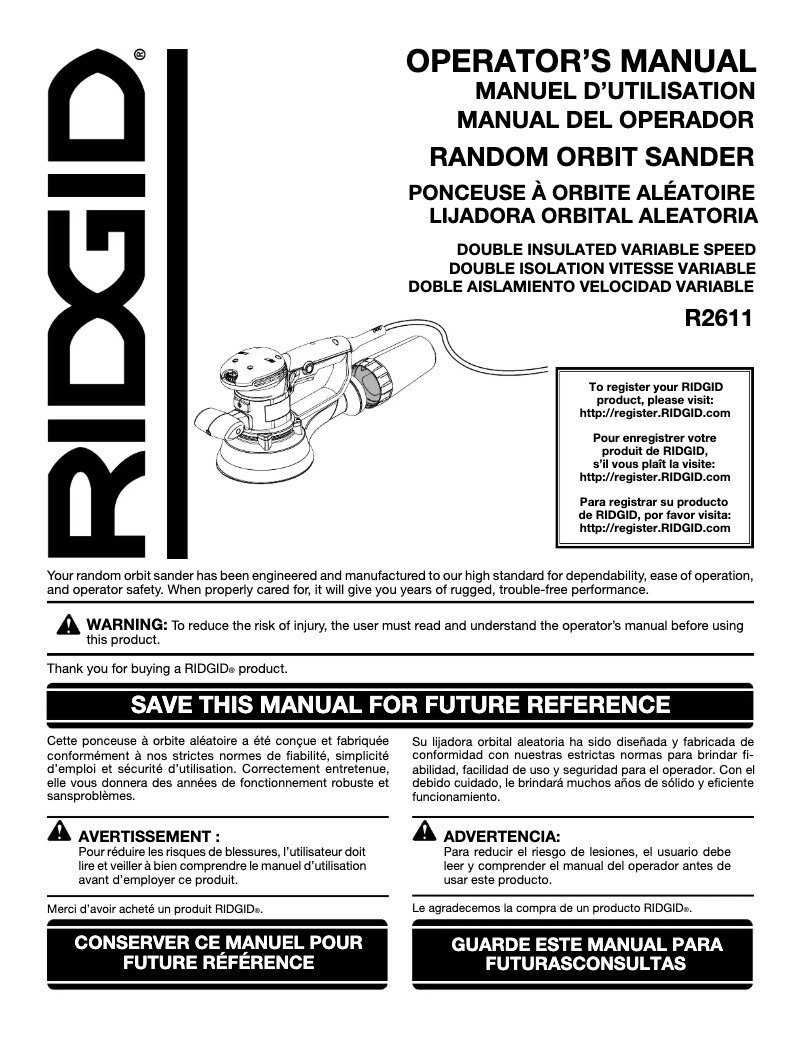 Page 1 de la notice Manuel utilisateur Ridgid R26111