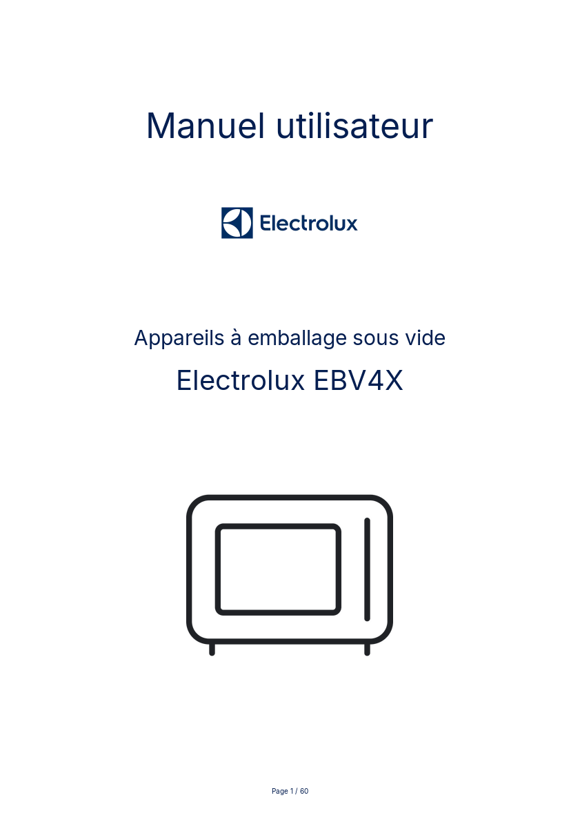 Page n°1 - Manuel utilisateur Electrolux EBV4X
