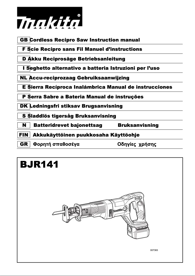 Page n°1 - Manuel utilisateur Makita BJR141