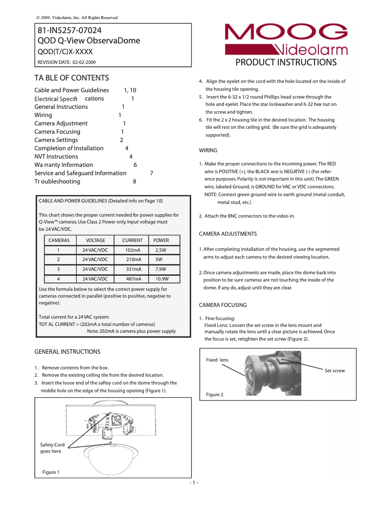Página 1 del manual Manual de usuario Moog Videolarm QODT4-70NA