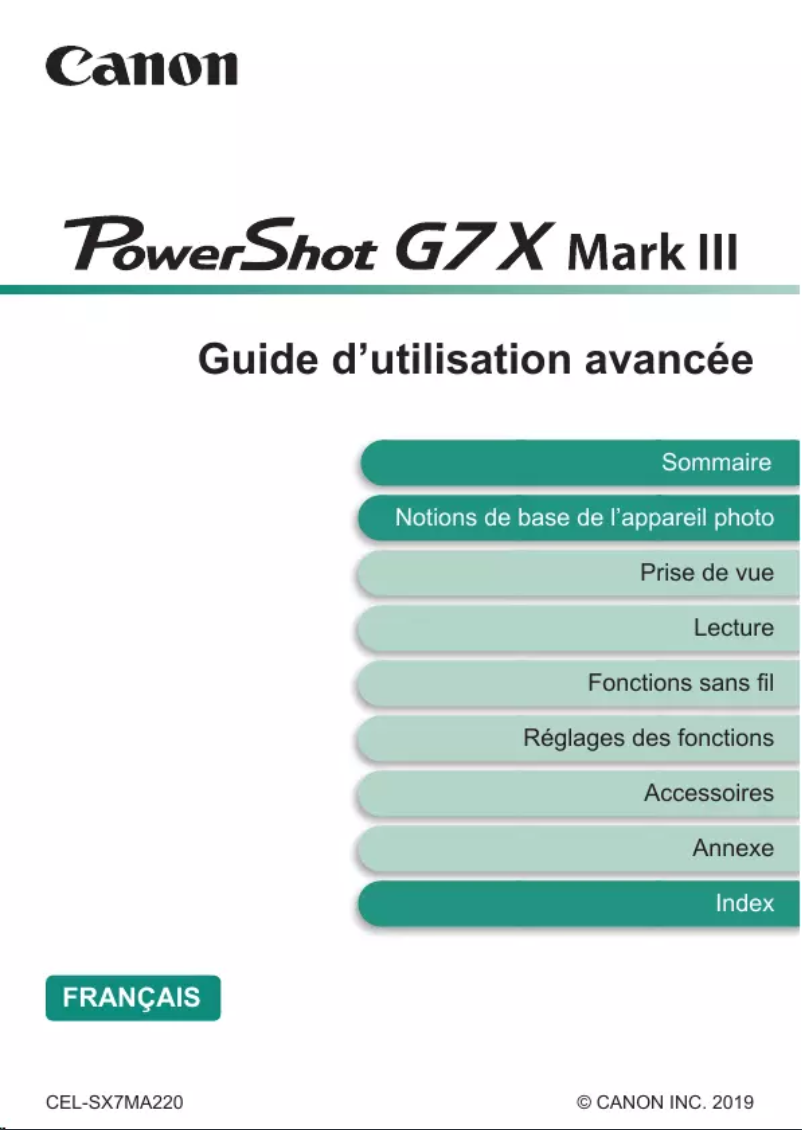 Page n°1 - Manuel utilisateur Canon PowerShot G7X Mark III