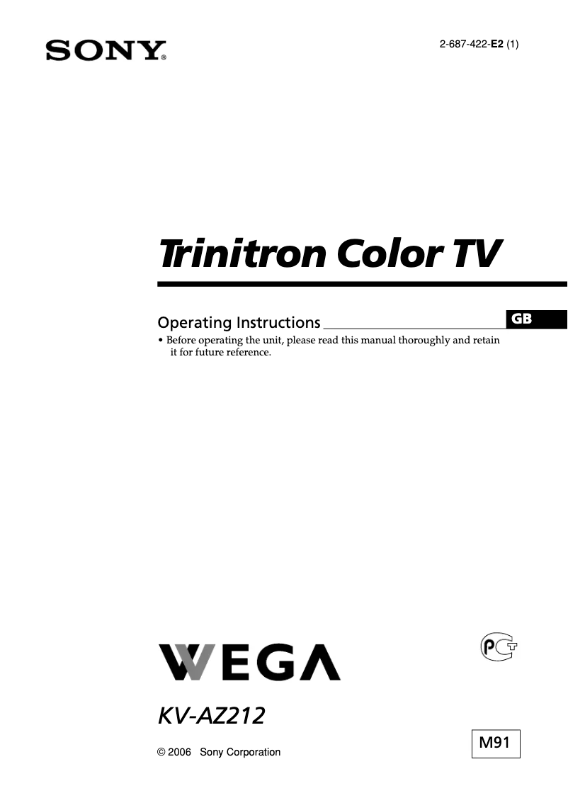 Página 1 del manual Manual de usuario Sony KV-AZ212M91