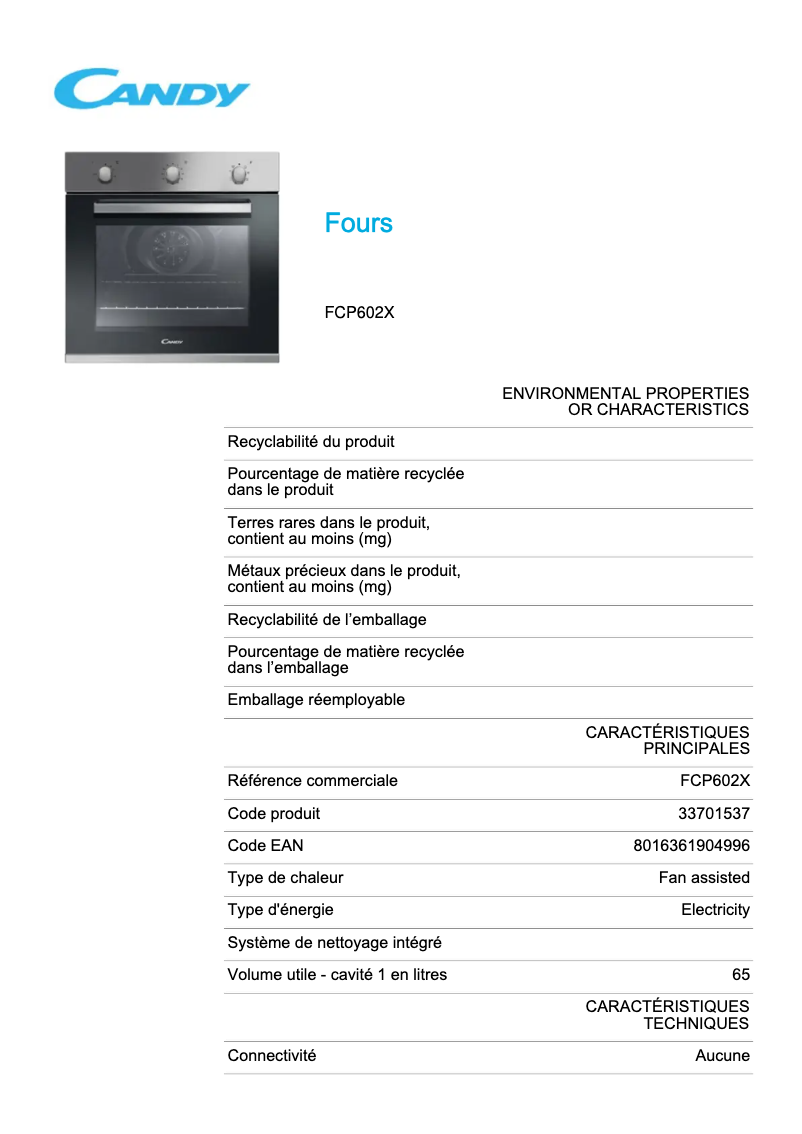 Image de la première page du manuel de l'appareil FCP602X