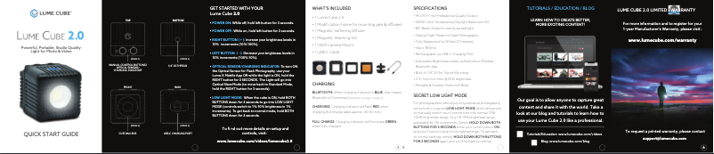 Page 1 de la notice Manuel utilisateur Lume Cube Lume Cube V2