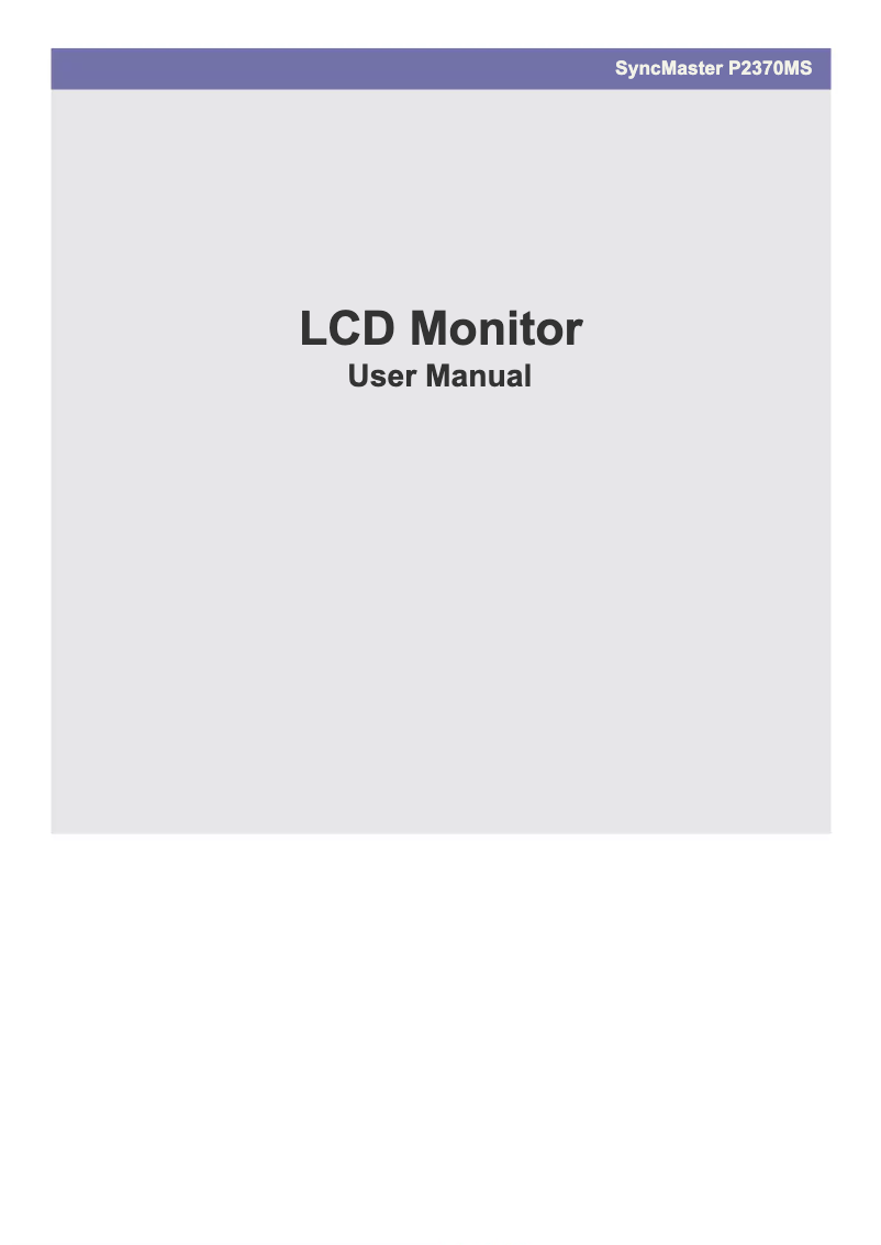 Page 1 de la notice Manuel utilisateur Samsung SyncMaster P2370MS