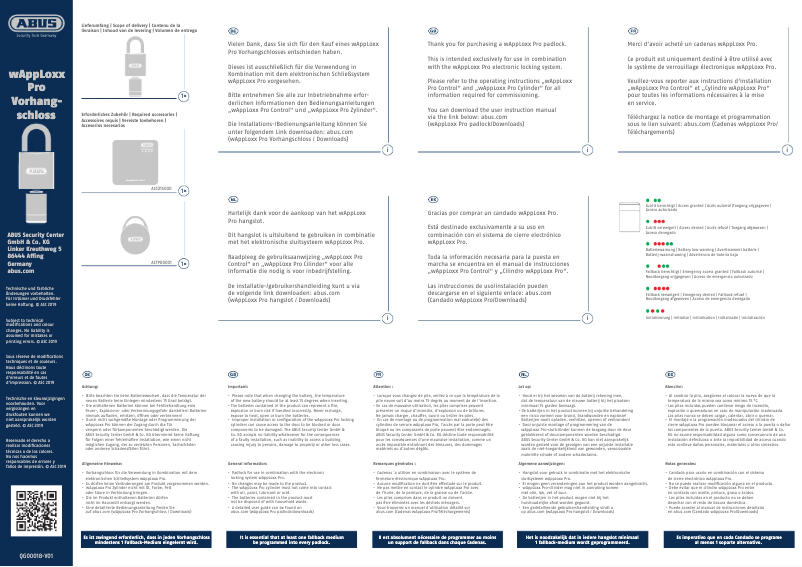 Page n°1 - Manuel utilisateur Abus WLX-PRO-VH