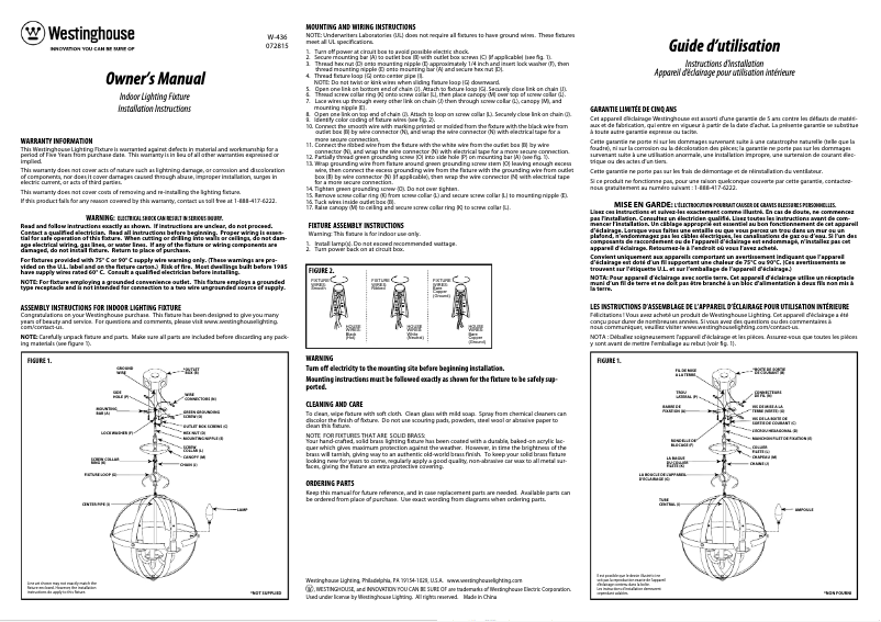 Page 1 de la notice Manuel utilisateur Westinghouse Stella Mira