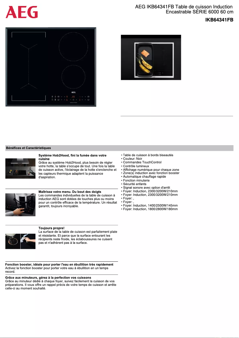 Página 1 del manual Ficha técnica AEG IKB64341FB