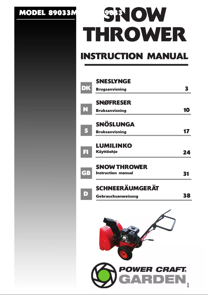 Page 1 de la notice Manuel utilisateur Power Craft 89033