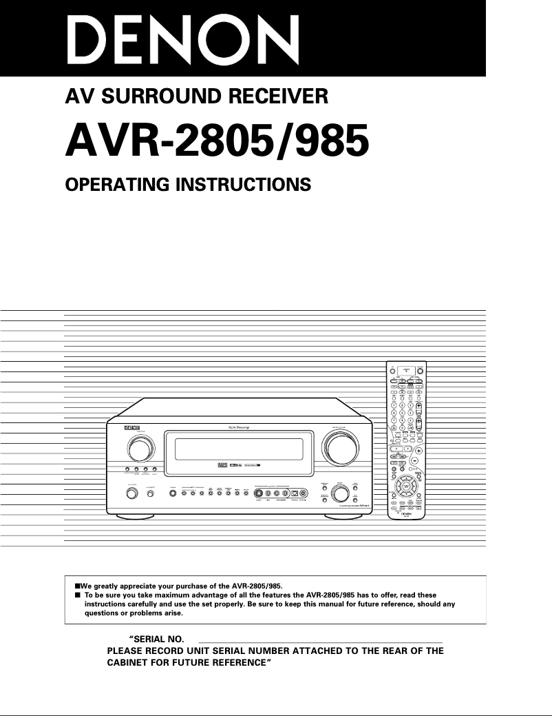Page n°1 - Manuel utilisateur Denon AVR-985S