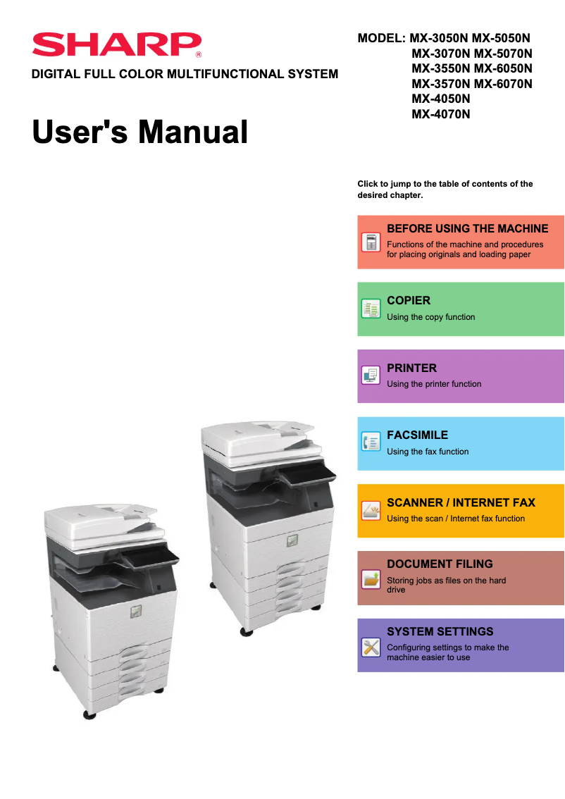 Page 1 de la notice Manuel utilisateur Sharp MX-3550N
