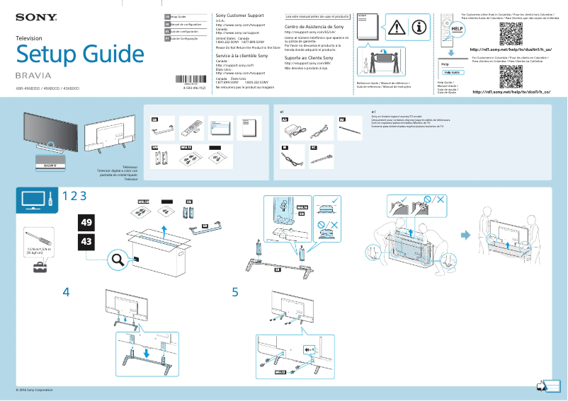 Image de la première page du manuel de l'appareil Bravia XBR-43X800D