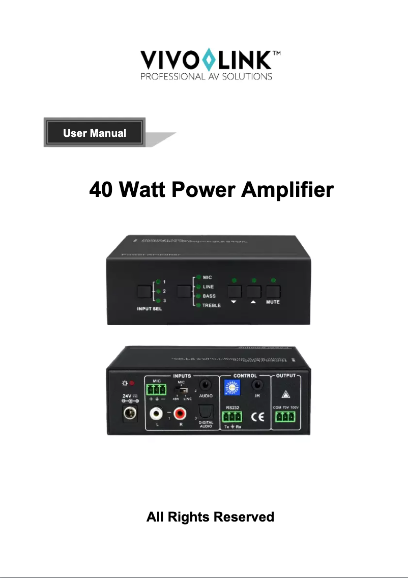 Page n°1 - Manuel utilisateur Vivolink VLAMP140