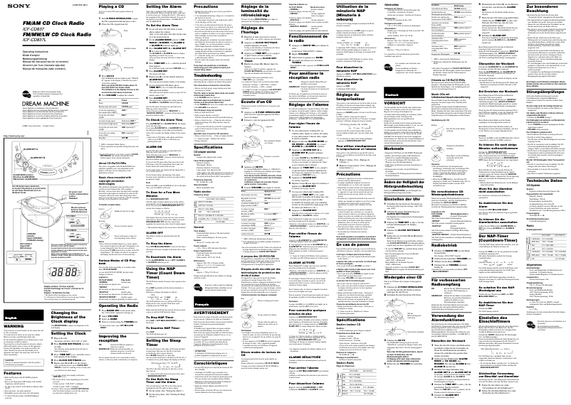 Página 1 del manual Manual de usuario Sony ICF-CD837L