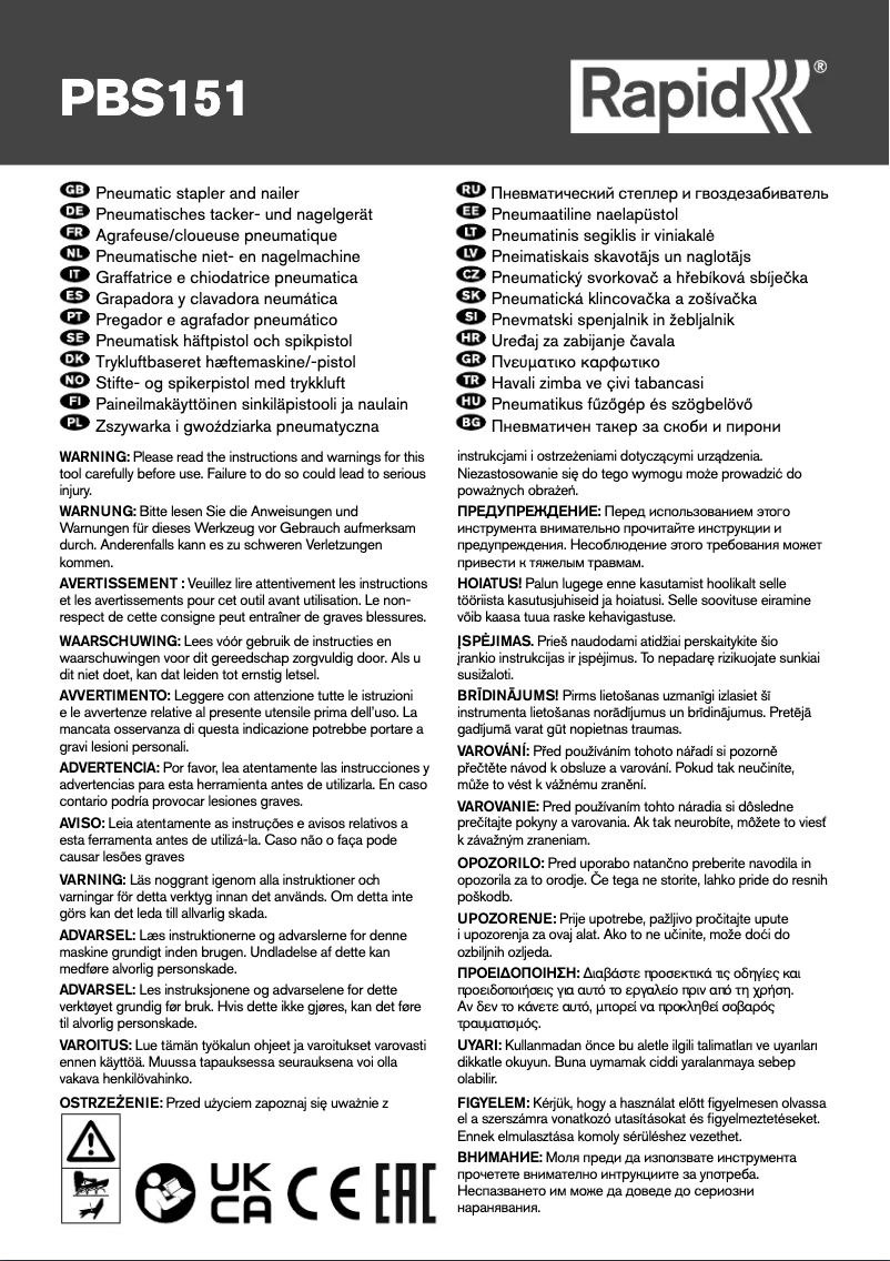 Page 1 de la notice Manuel utilisateur Rapid PRO PBS151