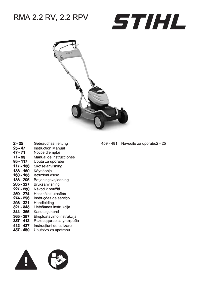 Page 1 de la notice Manuel utilisateur Stihl RMA 2 RPV
